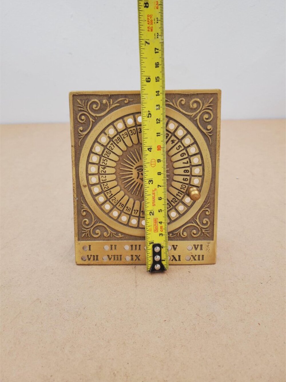 Vintage Brass Perpetual Sundial Calendar. MISSING 1 PEG Unique Housewarming, - Picture 10 of 12
